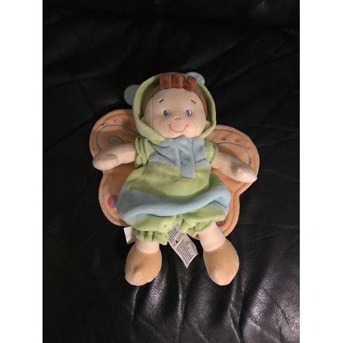 Doudou Abeille Garçon Nicotoy Rayé Vert Et Bleu