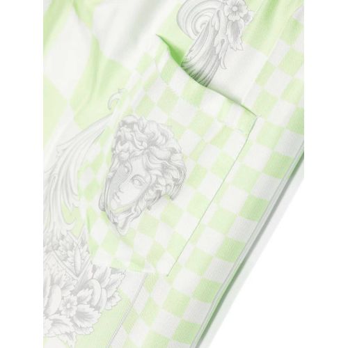 Versace Kids Short En Soie À Carreaux - Vert