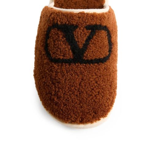 Valentino Garavani Claquettes À Détail Vlogo - Marron