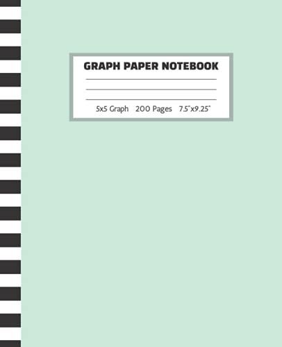 Graph Paper Notebook: 200 Pages, 5x5 Graph Ruled 5 Squares Per Inch | Graphing Grid Paper For Math, Science, Accounting, Organic Chemistry Students | Seafoam