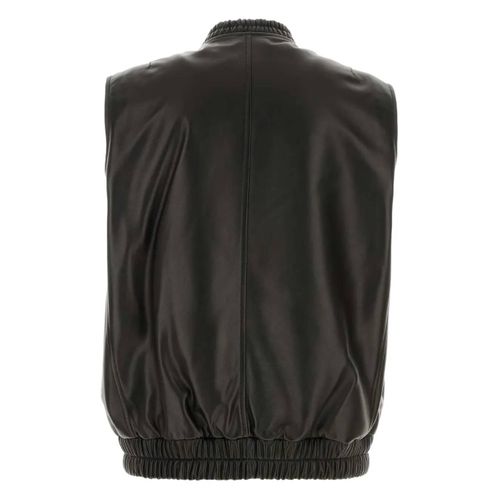 Versace Gilet En Cuir À Fermeture Zippée - Noir