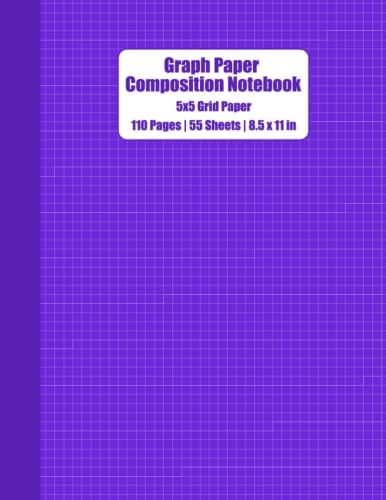Blue Violet 5x5 Grid Graph Paper Composition Notebook: 110 Pages, 55 Sheets, 8.5" X 11", Graph Paper For Designing/Writing/Mapping/Drawing/Journalling & Math/Science/Accounting/Engineering Students