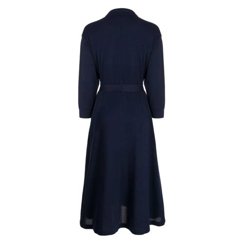 Lacoste Robe En Coton À Logo Appliqué - Bleu