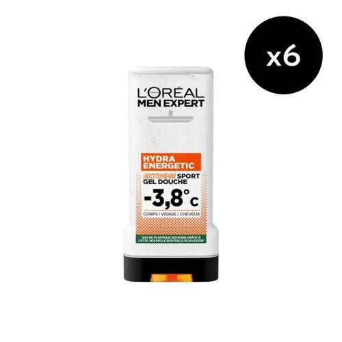 Lot De 6 - L'oréal Paris Men Expert Hydra Energetic Gel Douche Extreme Sport -3.8°C Sensation De Fraîcheur 300ml 
