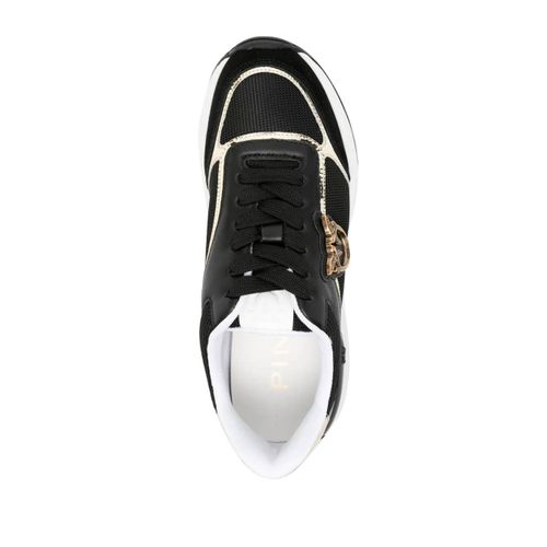 Pinko Baskets Love Birds En Cuir - Noir