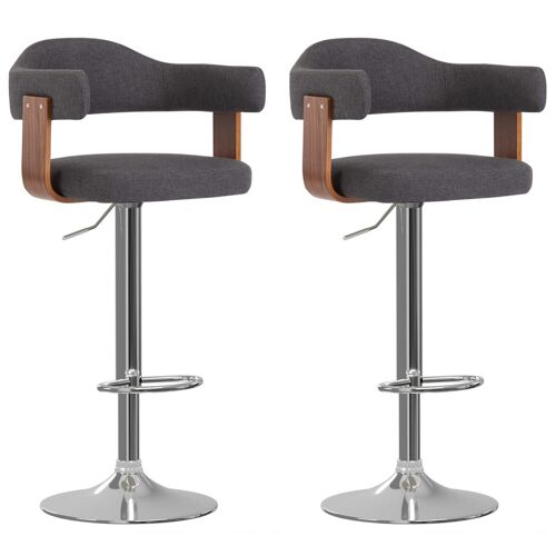 Vidaxl Tabourets De Bar Lot De 2 Gris Foncé Bois Courbé Et Tissu