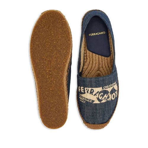 Ferragamo Espadrilles À Logo Brodé - Bleu