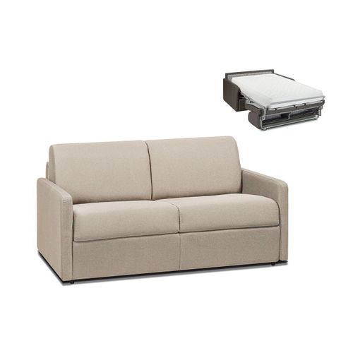 Canapé 2 Places Convertible Express En Tissu Calife - Beige - Couchage 120 Cm - Matelas 22 Cm