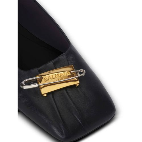Balmain Ballerines En Cuir À Détail D'épingle - Noir