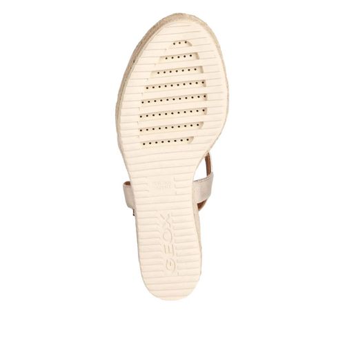 Geox Sandales Compensées En Cuir À Design Métallisé - Or - 40-41