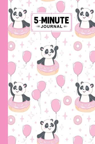 Five Minute Journal: Premium Cute Panda Cover 5 Minute Journal For Practicing Gratitude, 120 Pages, Size 6" X 9" By Karolina Adam