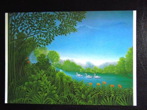 Carte La Galerie Naïfs Du Monde Entier.Peintres Naïfs Haïtiens 1985.Dimensions 15x10,5cm.