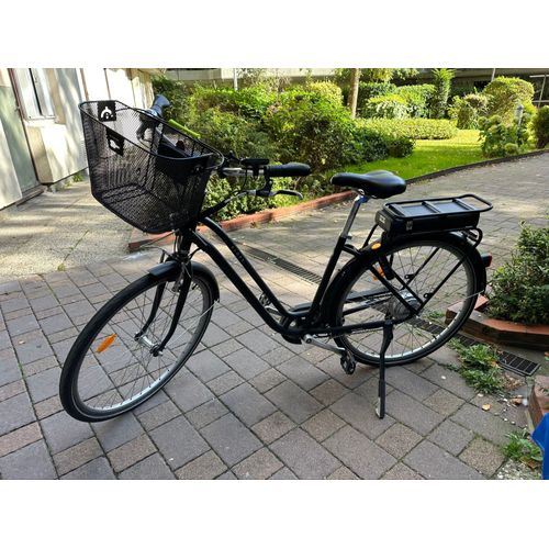 Vélo Électrique De Ville Decathlon Elops 120e Noir - Équipé (Panier, Antivols, Casque) - Idéal Urbain/Vae