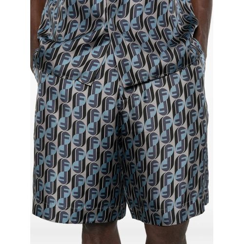 Fendi Short En Soie À Motif Monogrammé - Bleu