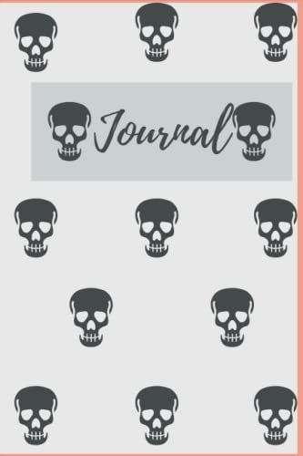 Journal Notebook: Gotic Styled Black And White Skull Blank Lined Journal Notebook