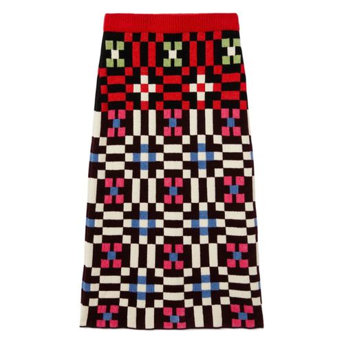 La Doublej Jupe En Maille Byte À Motif Géométrique - Rouge