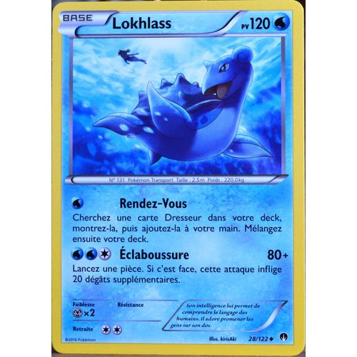 Carte Pokémon 28/122 Lokhlass 120 Pv Xy09 - Rupture Turbo Neuf Fr