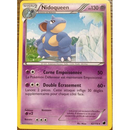 Carte Pokémon Nidoqueen 130 Pv 42/116 Glaciation Plasma Neuf Fr