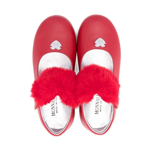 Monnalisa Ballerines À Détails En Fourrure Artificielle - Rouge