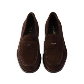 Prada Mocassins En Daim À Entaille Penny - Marron