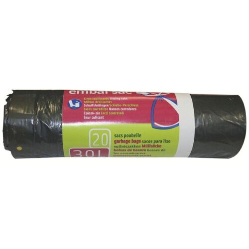 Sac poubelle à lien coulissant - H. 65 x l. 50 cm - 21 microns, VG, 30 l, 20
