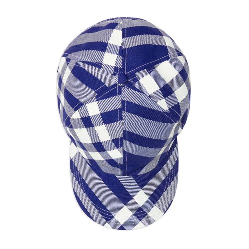Burberry Casquette En Coton À Carreaux - Bleu