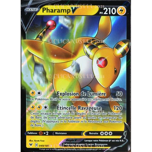 Carte Pokémon 049/185 Pharamp-V ? 210 Pv Eb04 - Épée Et Bouclier  Voltage Éclatant Neuf Fr