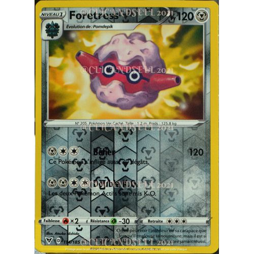 Carte Pokémon 114/185 Foretress ? 120 Pv - Reverse Eb04 - Épée Et Bouclier  Voltage Éclatant Neuf Fr
