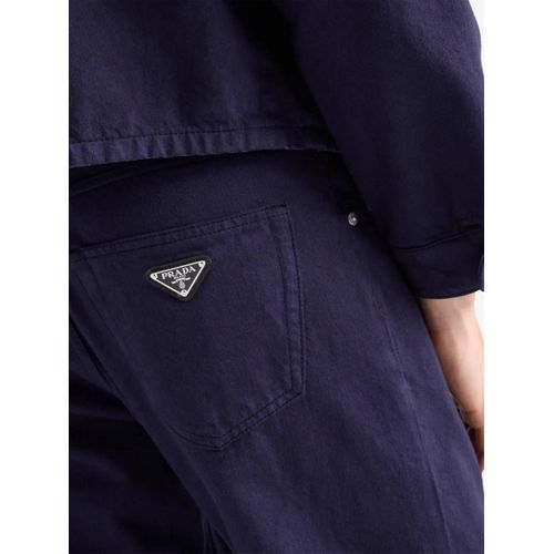 Prada Jean Droit À Logo - Bleu