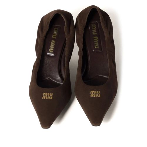 Miu Miu Escarpins En Daim - Marron
