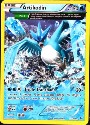 Carte Pokémon 17/108 Artikodin 120 Pv - Rare Xy06 Ciel Rugissant Neuf Fr