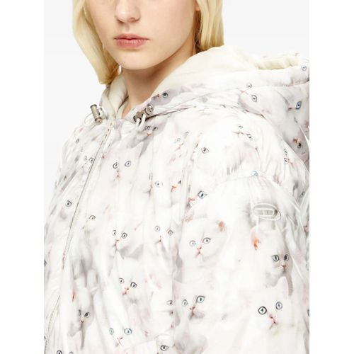 Diesel Doudoune Imprimée À Capuche - Blanc