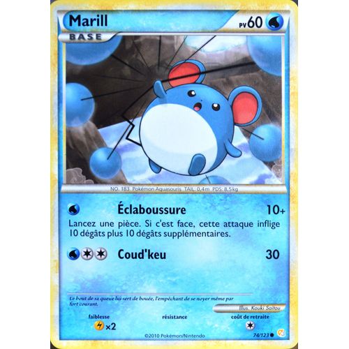 Carte Pokémon 74/123 Marill 60 Pv Heartgold Soulsilver Neuf Fr