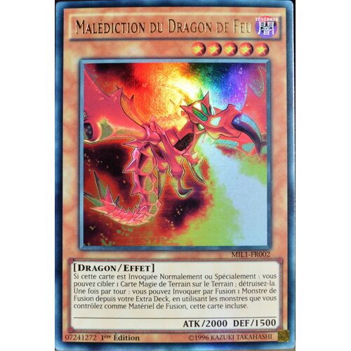 Carte Yu-Gi-Oh Mil1-Fr002 Malédiction Du Dragon De Feu Ultra Rare Neuf Fr