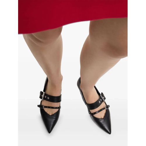 Hugo Ballerines En Cuir À Boucle - Noir