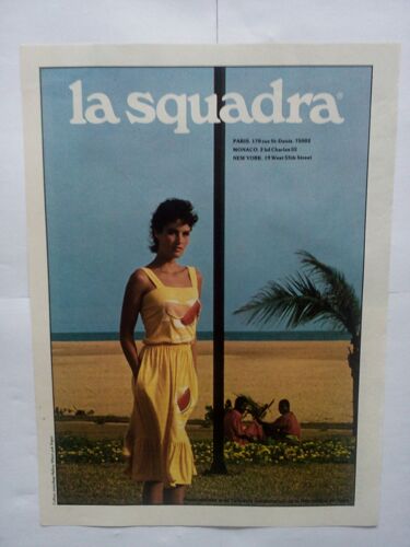Publicité Papier Ancienne (Avril 1981) Pour Les Magasins "La Squadra" À Paris (Rue Saint Denis), Monaco (Bd Charle Ill) Et New-York (Publicité Papini - Coiffure Et Maquillage Du Modèle Mallory Wilson)