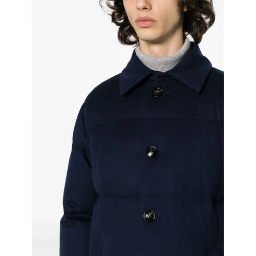Kiton Manteau Matelassé En Cachemire Mélangé - Bleu