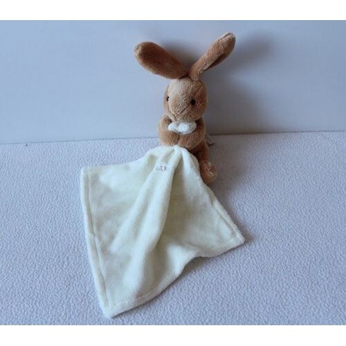 Doudou Lapin Baby Nat' Avec Doudou Mouchoir Blanc 16 Cm