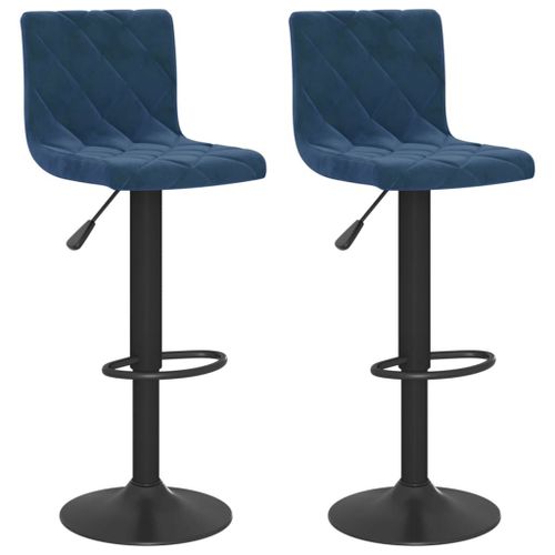 Vidaxl Tabourets De Bar Lot De 2 Bleu Velours