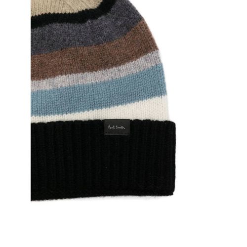 Paul Smith Bonnet Côtelé À Rayures - Noir