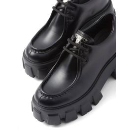 Prada Chaussures En Cuir Monolith À Lacets - Noir - 41