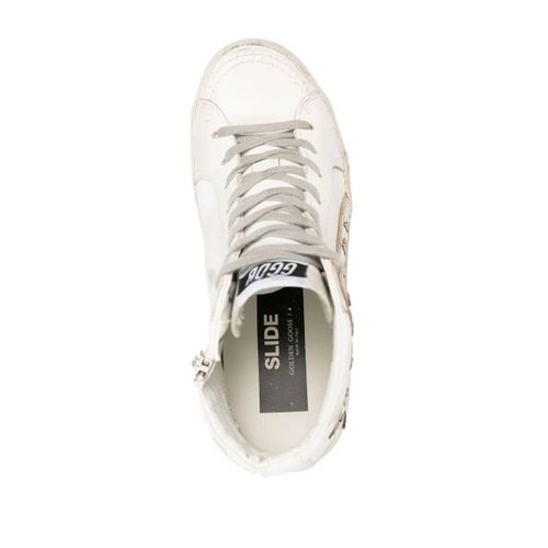 Golden Goose Baskets Montantes Slide En Cuir - Blanc