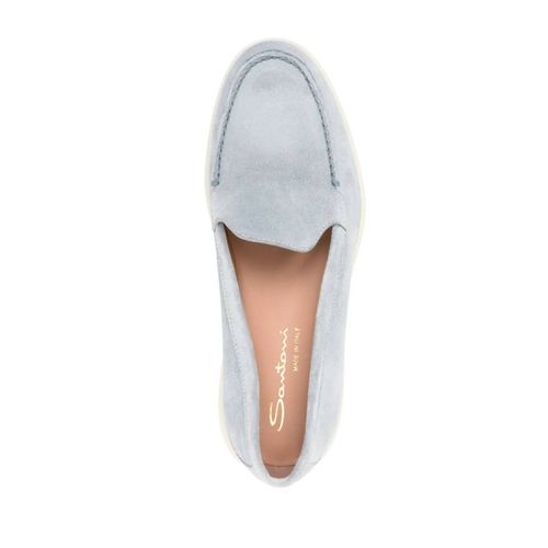 Santoni Mocassins En Daim À Bout Rond - Bleu