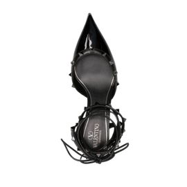 Valentino Garavani Escarpins En Cuir Verni À Ornements Rockstud - Noir