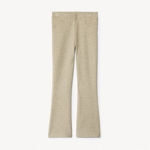 Legging Évasé Effet Côtelé Uni Pour Fille - Beige Chiné