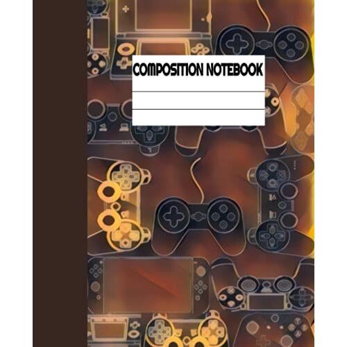 Gamer Composition Notebook: Video Games Big Red Print Composition Notebook - Wide Ruled 100 Pages, 7.5 X 9.25