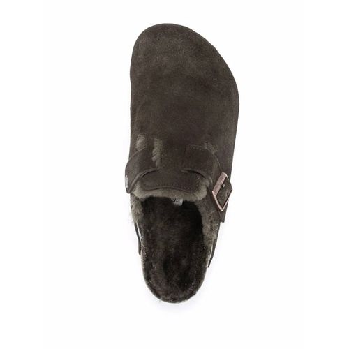 Birkenstock Chaussons Boston À Doublure En Peau Lainée - Marron
