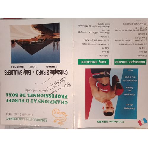 Programme Championnat Europe De Boxe Dedicace Jc Boutier