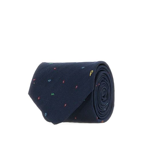 Paul Smith Cravate En Soie À Broderies - Bleu