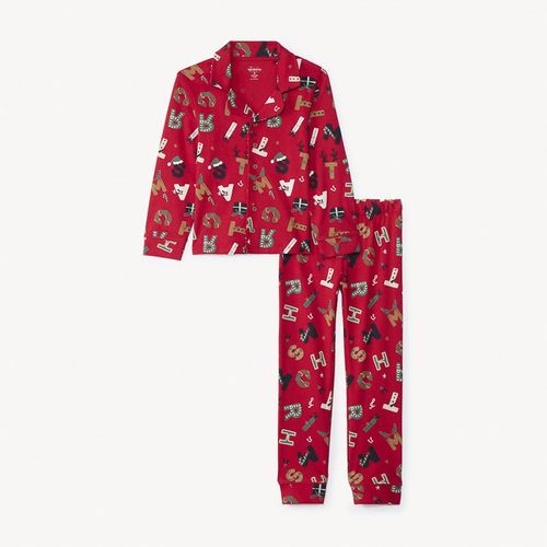 Set Pyjama Long En Interlock Imprimé Noël Pour Garçon - Rouge